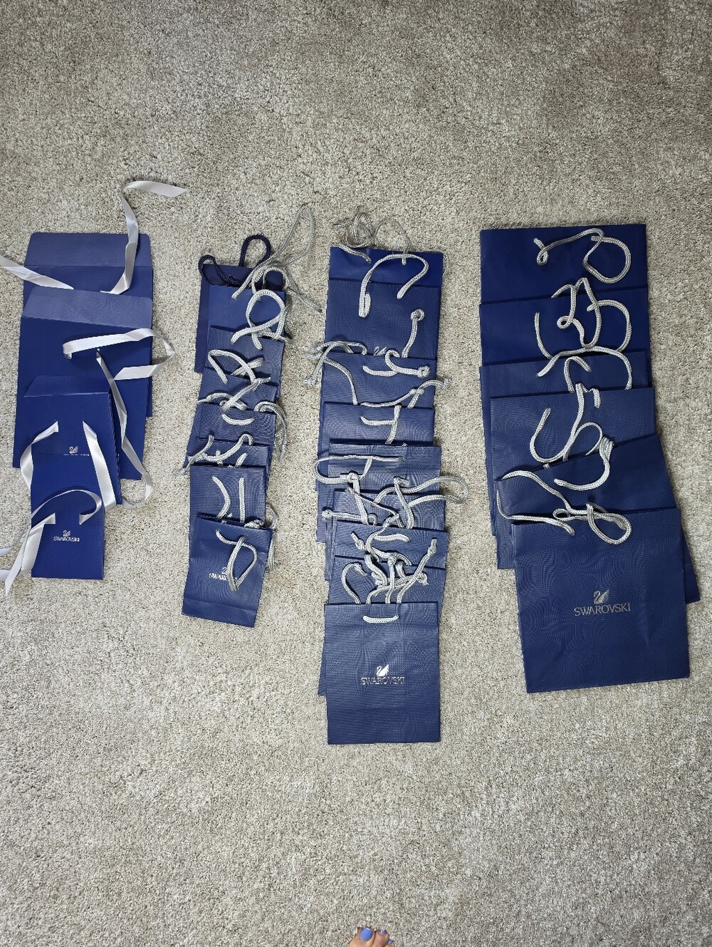 27 Total Assorted Swarovski Navy Blue Gift Bags - Lot